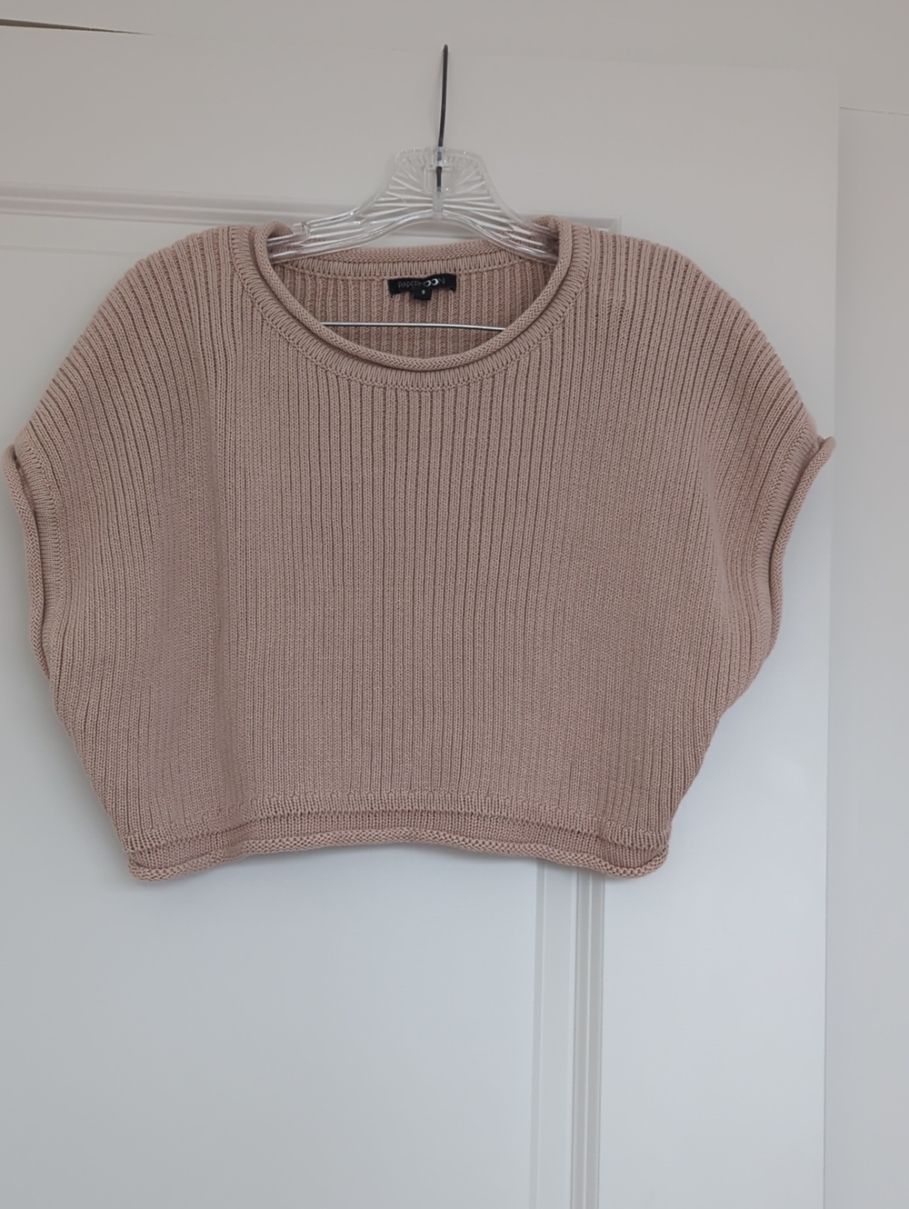 Papermoon Cropped Ribbed Sweater - Tan - Picture 1 of 4